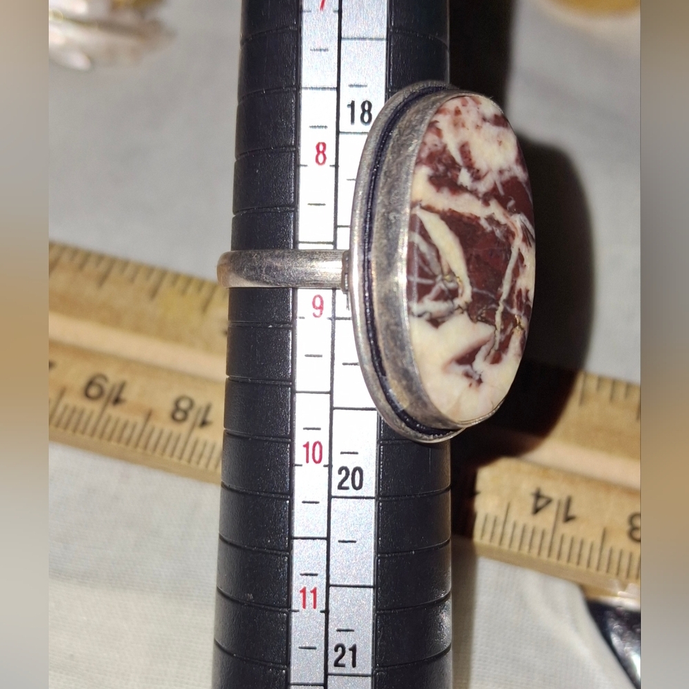 Jasper Mookaite Oval Gemstone 925 Signed Sterling Ring EUC - Picture 8 of 8